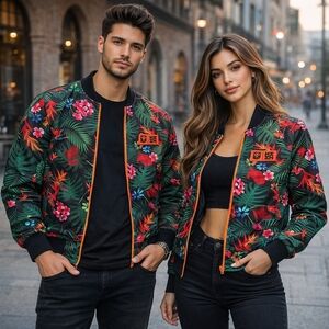 HAWAII'S FINEST – Chaqueta bomber unisex cortavientos – Estampado floral tropica